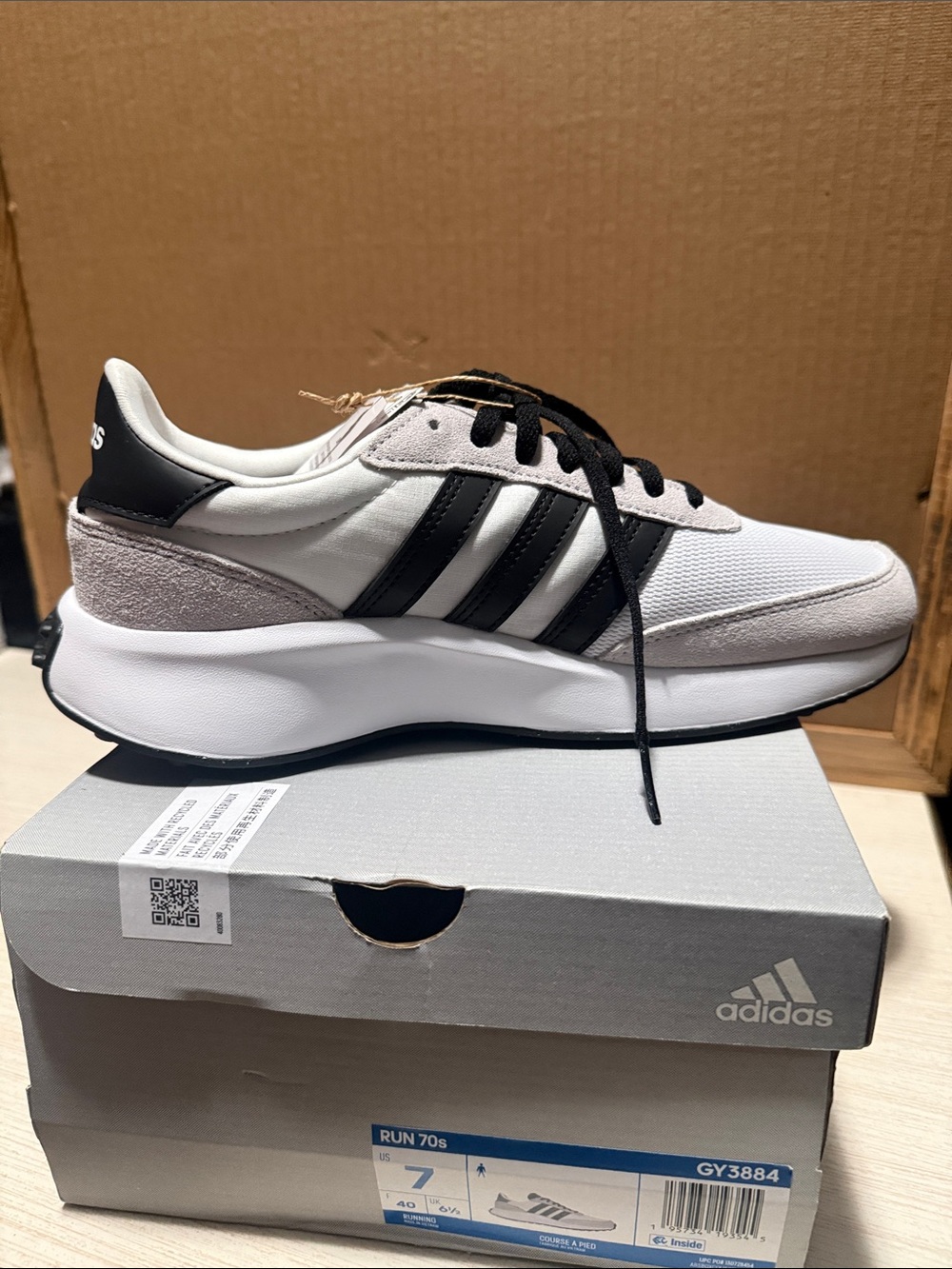 adidas Men's White & Black Run-Inspired Sneakers